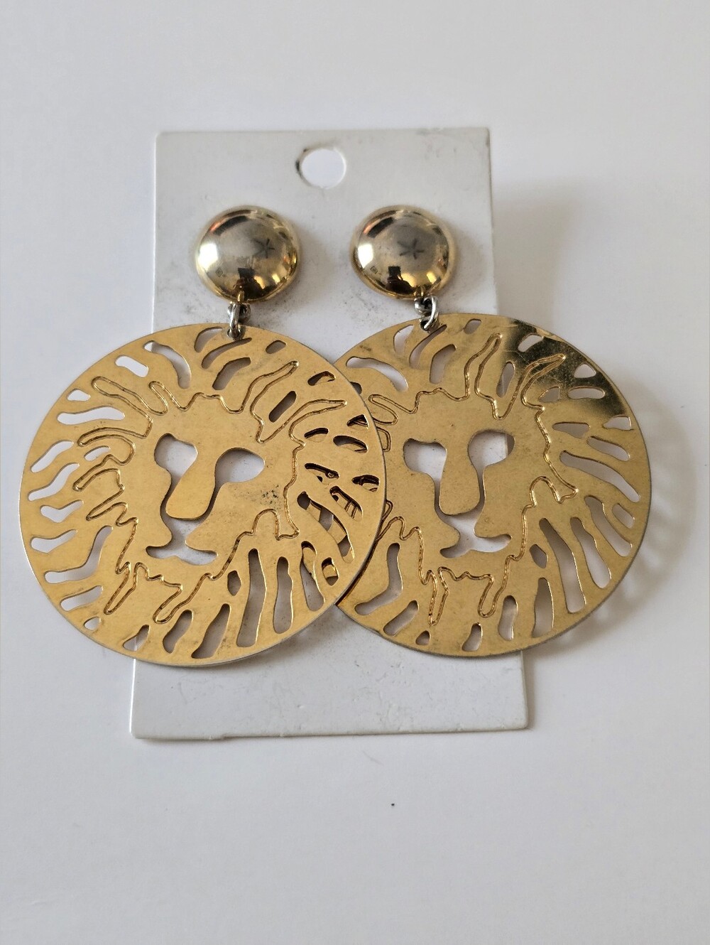 Vintage Anne Klein Gold Lion Face Drop Earrings